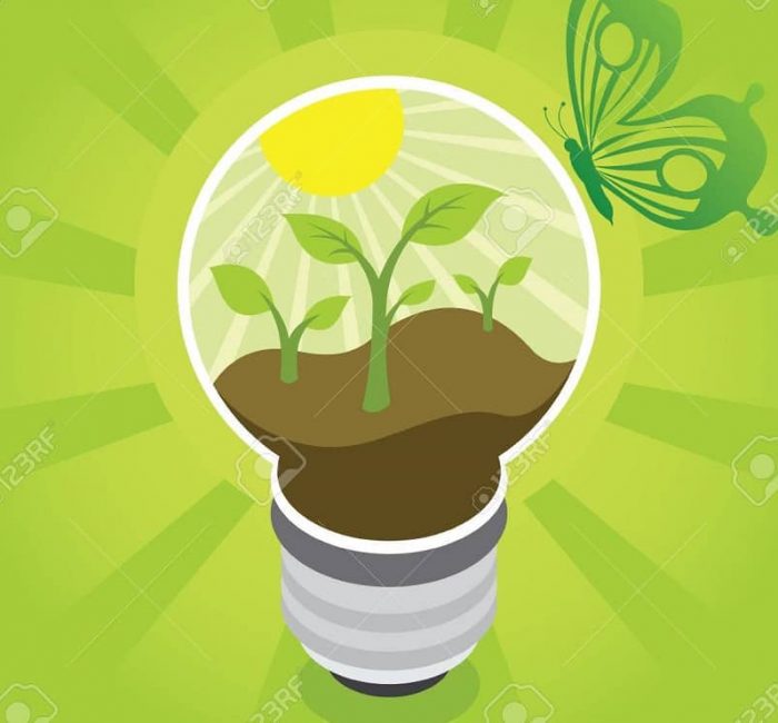 green energy tech eco environment friendly technology with bulb vector illustration